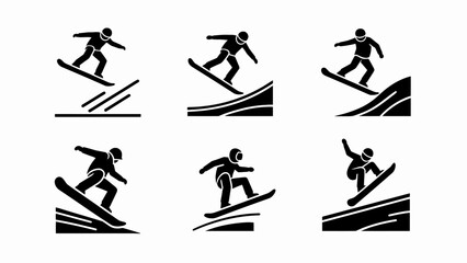 Snowboarder Action Icons: Jumping, Riding, Tricks on Snowboard © efefef