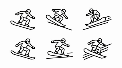 Obraz premium Snowboarding Action Icons: Dynamic Poses of Winter Sport Athlete