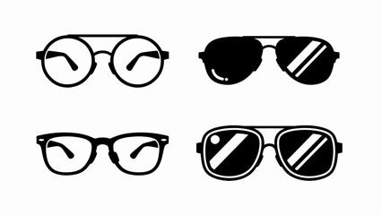 Set of Four Black Eyewear Styles: Round, Aviator, Classic Glasses © Angger