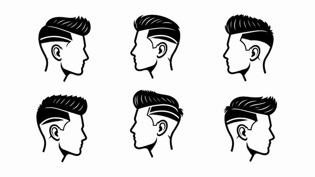Modern Men's Hairstyles Set: Fade, Undercut, Pompadour Icons
