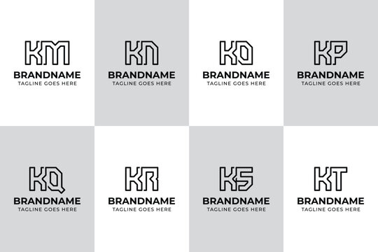 Letters KM KN KO KP KQ KR KS KT Monogram Logo Set