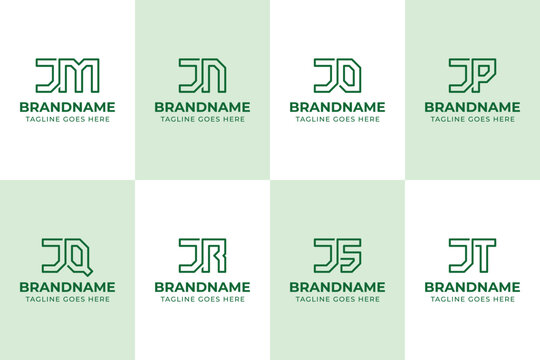 Letters JM JN JO JP JQ JR JS JT Monogram Logo Set