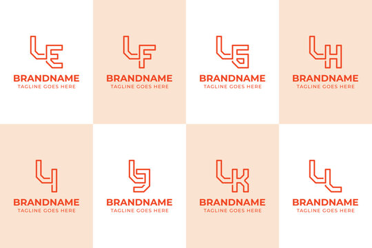 Letters LE LF LG LH LI LJ LK LL Monogram Logo Set
