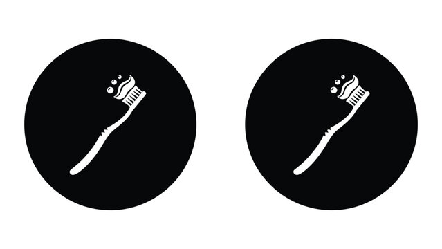 Professional Minimal Vector Icon Toothbrush with toothpaste icon in line and solid vector style Editable Stroke, Outline and Solid Style, Black Monochrome, Isolated on White Background