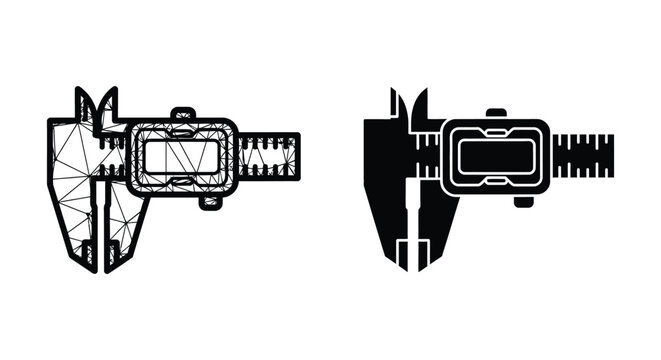 Digital vernier caliper icon set measuring tool for precise measurement vector illustration isolated on white background