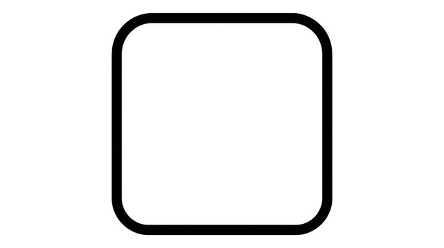 Minimalist rounded square frame, black outline geometric shape, simple modern border for digital interface and graphic design layouts isolated PNG with Transparent Background