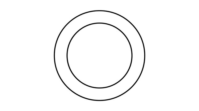 Minimalist double circle outline, black geometric ring shape, simple circular frame element for graphic design and logo branding isolated PNG with Transparent Background
