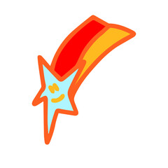 Smiling shooting star vector doodle with happy face and vibrant comet tail © MariaEduarda