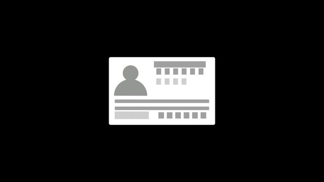 Simple identification card icon with person silhouette graphic design element for business profile and user account representation