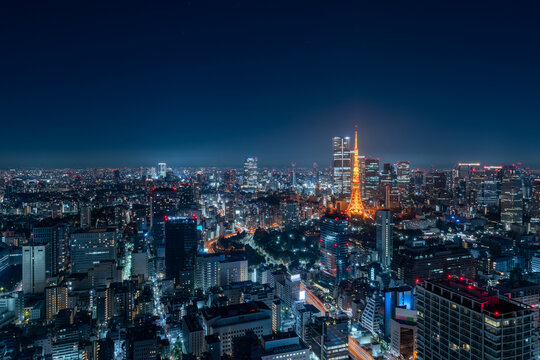 Tokyo skyline at night, Tokyo, Japan
