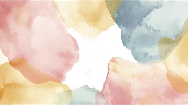 Watercolor abstract washes drifting and revealing white copy space seamless loop hand drawn digital animation for background and greeting template