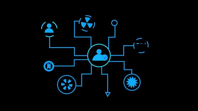 Minimal blue user profile icon representing a human person or account sign isolated on a dark background for mobile apps and website interface design elements and digital communication concepts