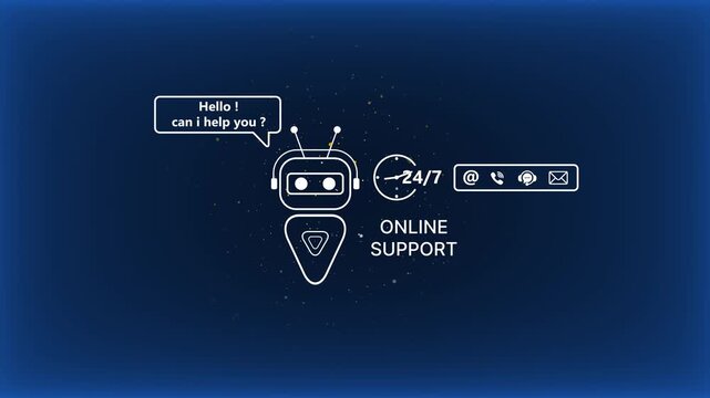 Online support robot chatbot interface with 24/7 availability customer service