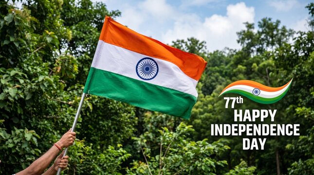 77th India Independence day photography, hand holding Indian flag