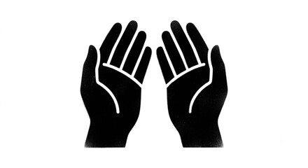 Fototapeta premium Praying hands silhouette vector illustration. Cupped open hands showing hope, faith, or charity isolated on white background.