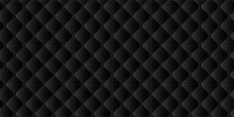 Naklejka premium Luxury black quilted leather texture background with button tufted pattern.