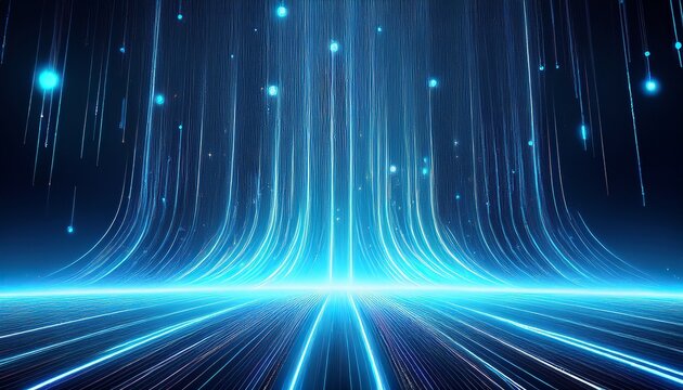 Glowing Blue Light Streams And Particles Ascending Image