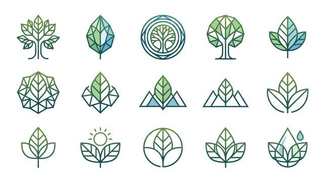 Geometric Tree Leaf Logo Design with Organic Elegance Scalable Branding Identity for Modern Businesses Minimalist Nature Inspired Symbol in Crisp Outline Style Perfect for Corporate Eco Frie