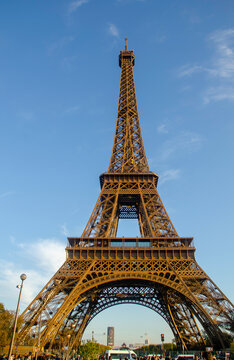 The metal structure of the Eiffel Tower is a landmark of 19th-century engineering. Paris, France
