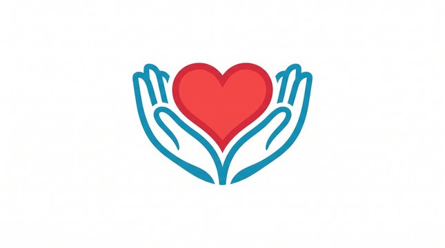 A graphic illustration of two hands holding a heart symbol