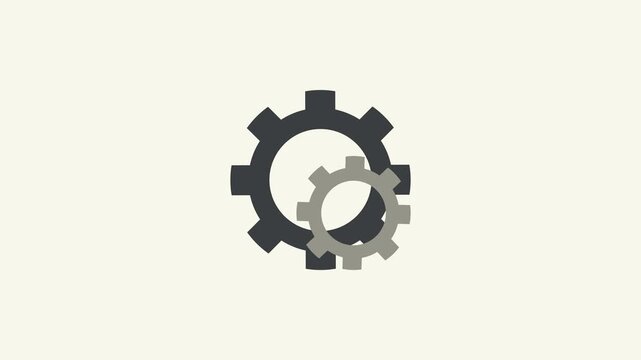 Gear animation icon in flat design style