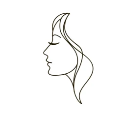 Woman profile with long hair. Portrait female beauty concept. Continuous line drawing vector illustration © prezent