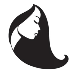 Woman profile with long hair. Portrait female beauty concept. Continuous line drawing vector illustration © prezent