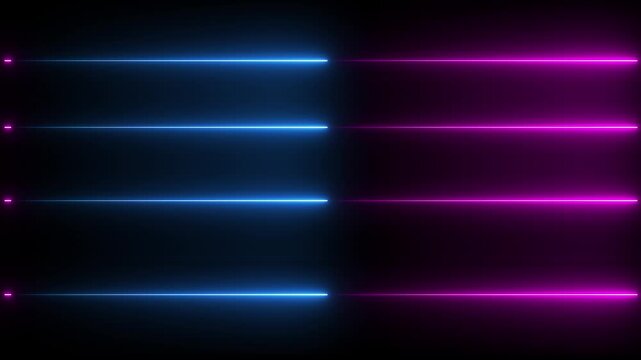 Neon Light Versus Screen Background, Blue and Pink Glowing Lines Motion Graphic, Futuristic VS Versus Competition and Battle Concept Loop Isolated on Black Background.