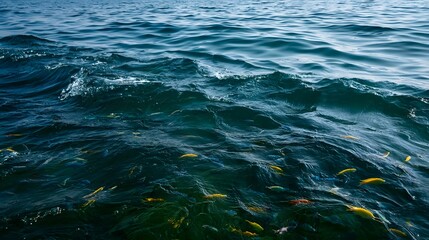 Fototapeta premium Endless colorful ocean waves reveal vibrant fish swimming through the tranquil water creating a scene of natural harmony
