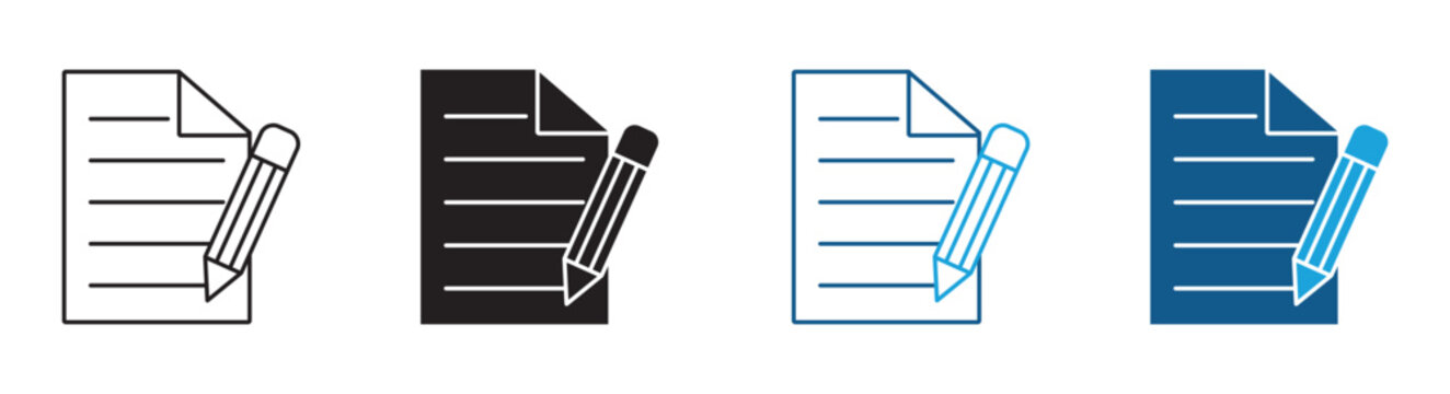 Script Icon Vector Collection in Outline and Solid Style for Writing, Documentation and Creative Design