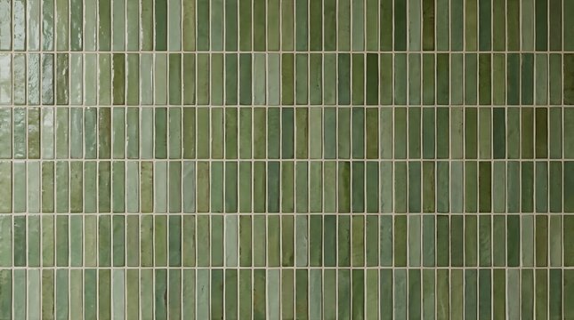Green vertical rectangular ceramic tiles with glossy finish and textured surface