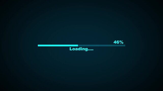 Abstract loading bar animation transparent background, Loading bar and percentage Futuristic progress loading bar 0-100 percent in 4k.