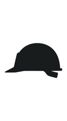Fototapeta premium Black silhouette of a safety hard hat on black background