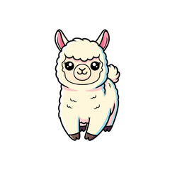 Fototapeta premium Cute Kawaii Alpaca Cartoon Character
