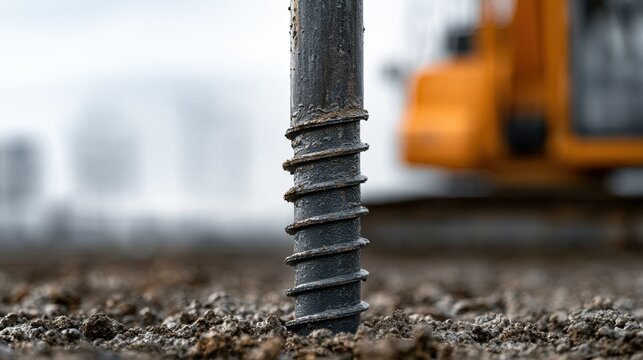 Ground screw foundation pile for construction