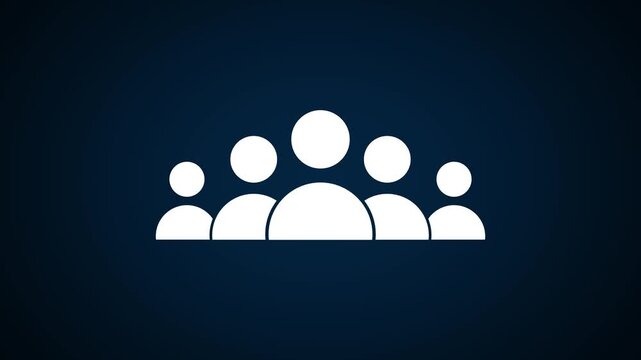 Group of five people icon isolated animation .Community icon,Business and team work icon animation.