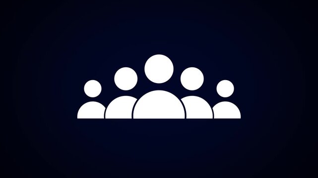 Group of five people icon isolated animation .Community icon,Business and team work icon animation.
