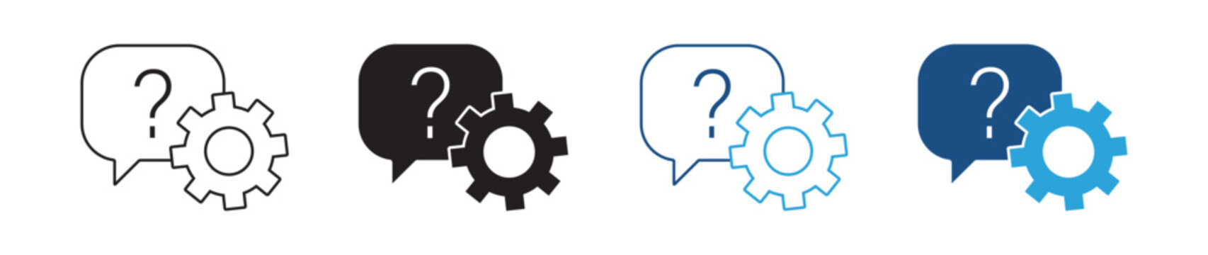 Support and Settings Icon Set Vector Collection in Outline and Solid Style for Technology and User Interface Design