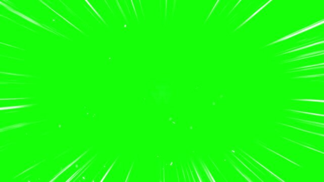 Vibrant green background with white neon triangular shapes and lines radiating outward in a dynamic pattern