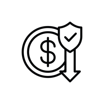 Financial protection icon with dollar coin and shield