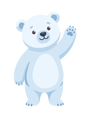 Fototapeta premium Cute Cartoon Polar Bear Waving Hello Vector Illustration