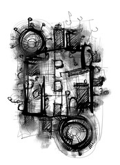 Abstract image for printing. Picture for modern interiors. The picture is painted by hand on a tablet. © neurostructure