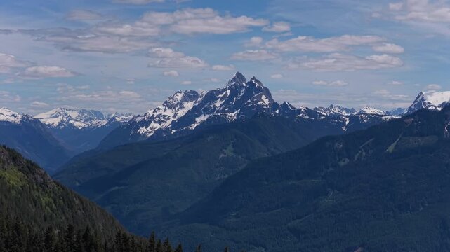 Majestic Snow-Capped Mountains and Evergreen Forests in Beautiful British Columbia, Canada