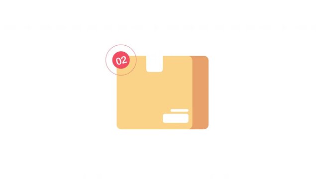 Animated Shipping Box Icon with Notification Counter