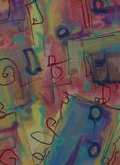 Abstract image for printing. Picture for modern interiors. The picture is painted by hand on a tablet. © neurostructure