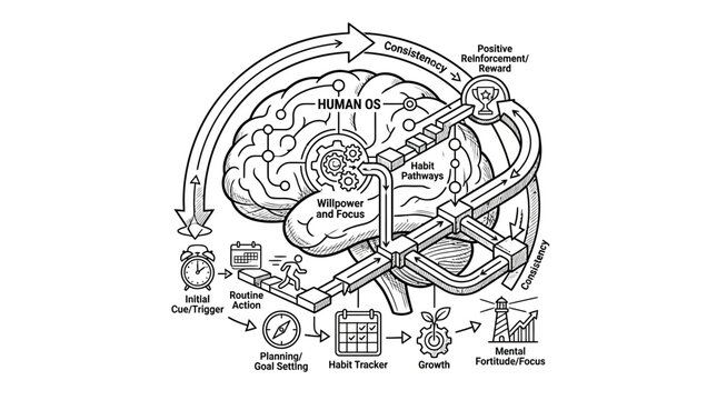 Human operating system path for habit and willpower growth.