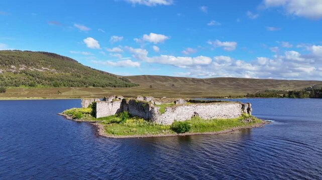 Lochindorb Castle, a Medieval Defensive Fortress from the 13th Century in the Scottish Highlands, United Kingdom
