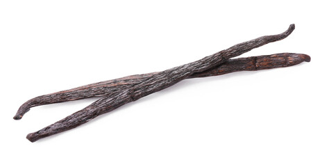 Obraz na płótnie Canvas Two aromatic vanilla pods isolated on white
