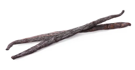 Two aromatic vanilla pods isolated on white © New Africa
