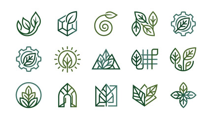 Fototapeta premium Elegant modern logo design for nature and eco business featuring stylized leaf in geometric composition with clean lines and professional appeal